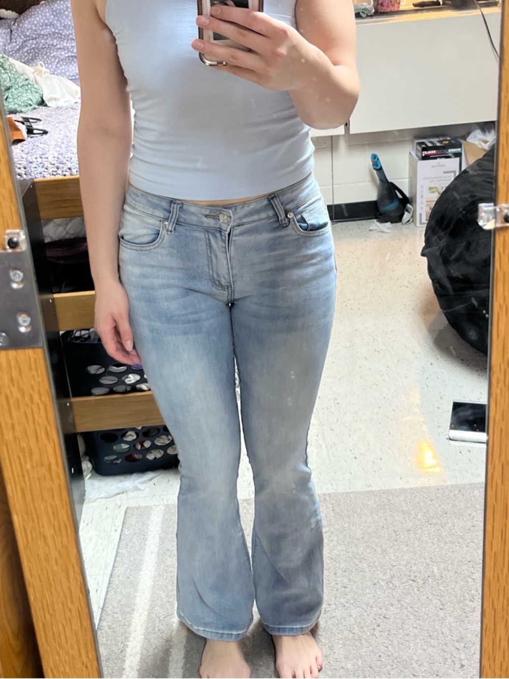 Light Wash Flare Jeans for Women - Classic Faded Blue